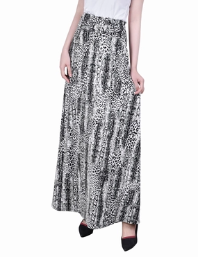 Petite Maxi A-Line Skirt With Front Faux Belt With Ring Detail Beach Day High low hem