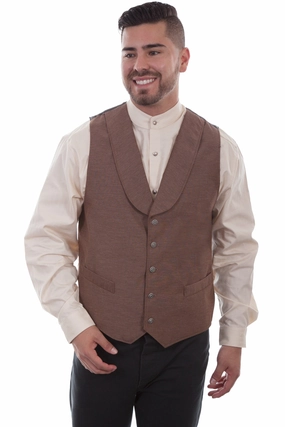 All Day Fit Scully Mens Brown Wool Blend Shawl Collar Vest