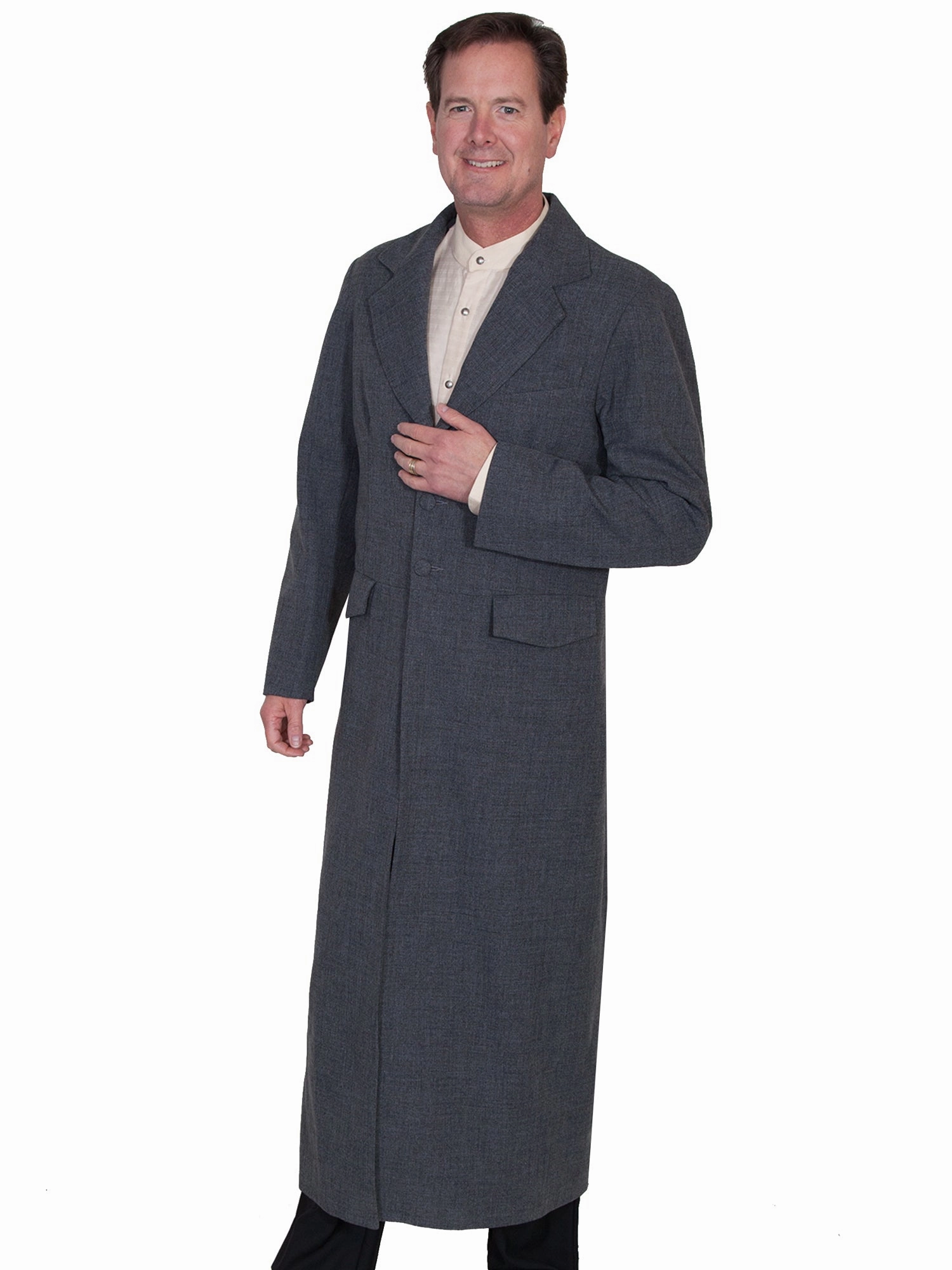 Heavyweight Durability Wahmaker Mens Heather Grey Polyester Frock Coat
