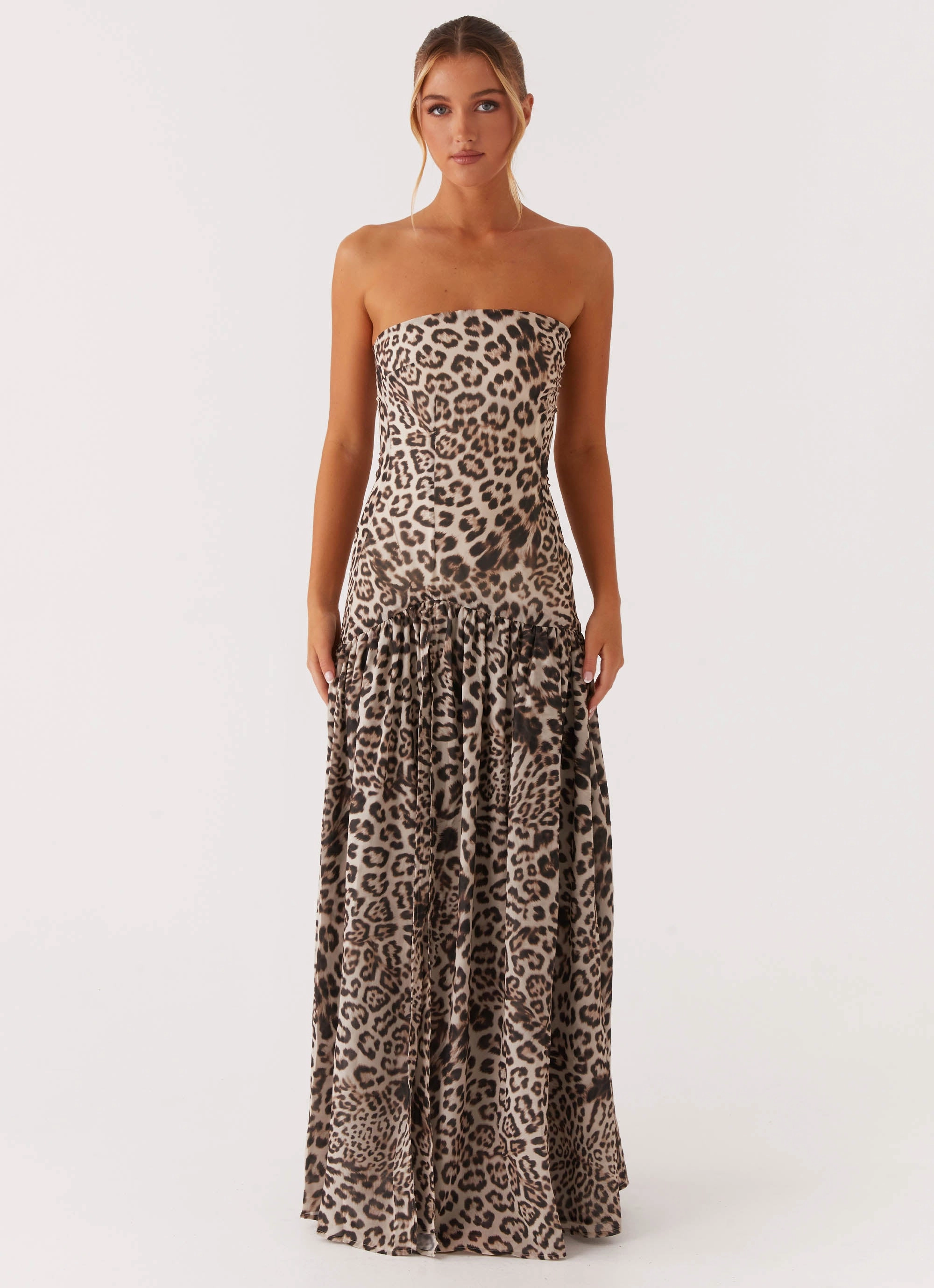 Eden Strapless Maxi Dress - Leopard Gentle Look
