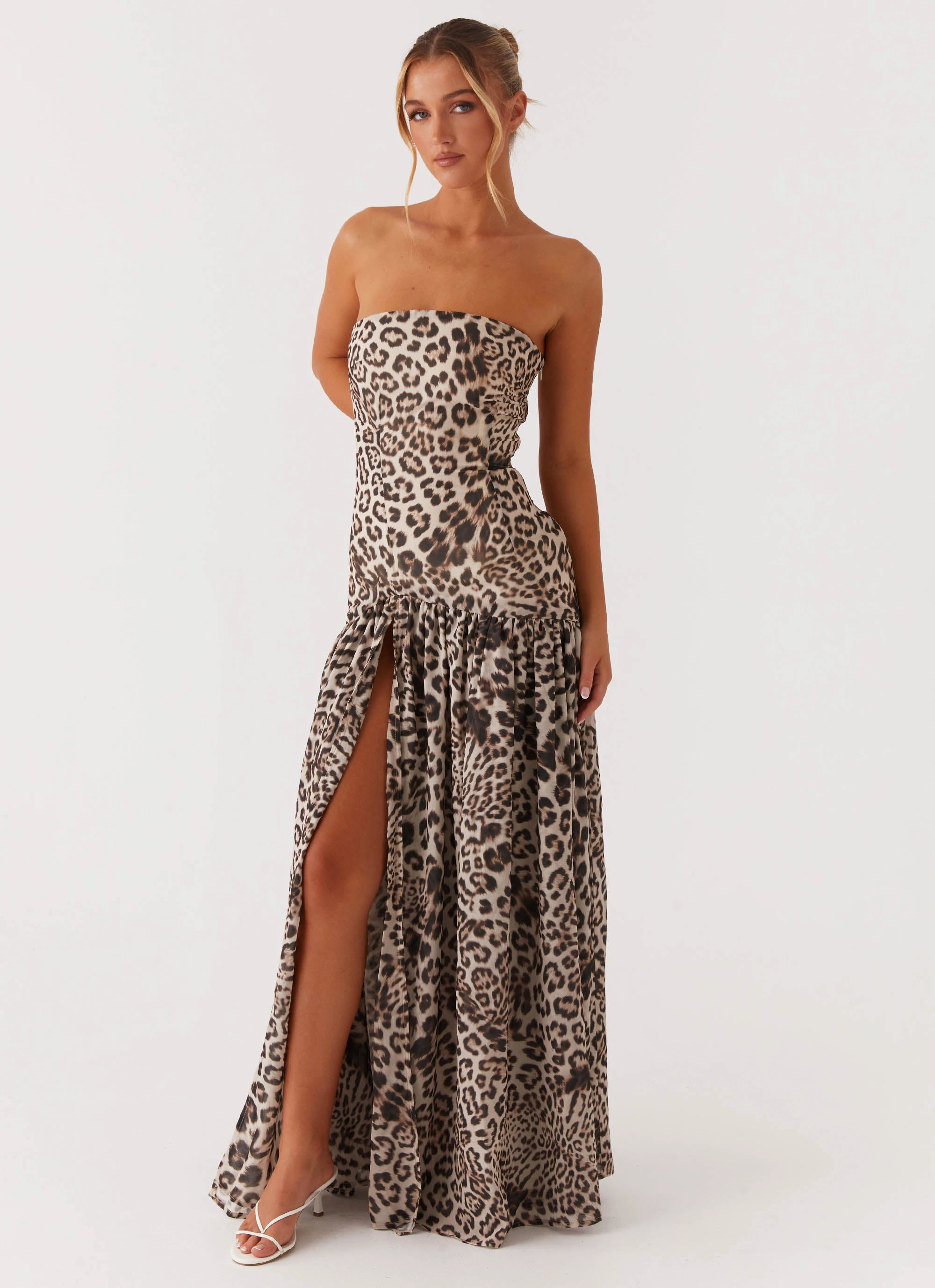 Eden Strapless Maxi Dress - Leopard Red-Carpet