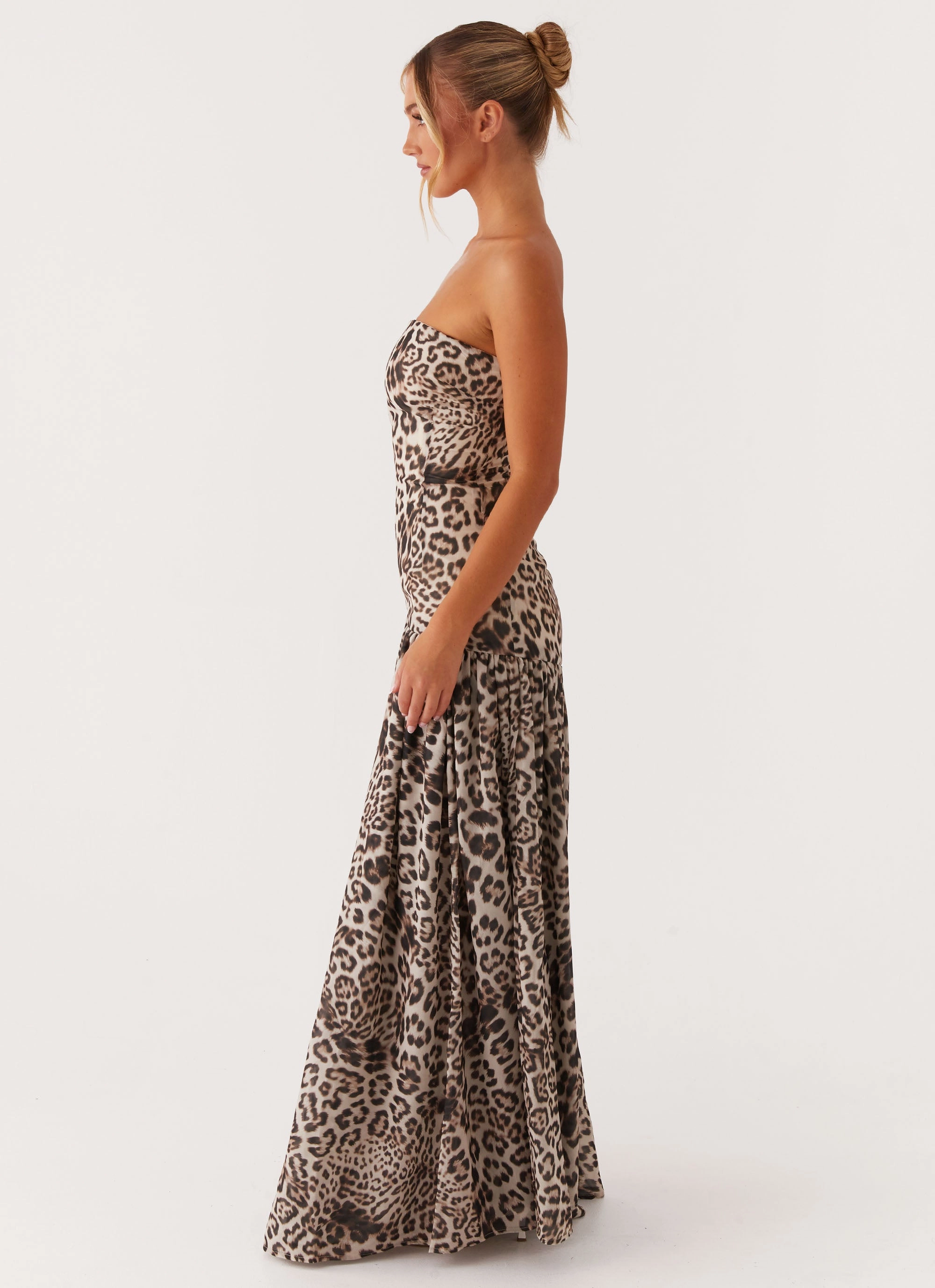 Eden Strapless Maxi Dress - Leopard Light Fall