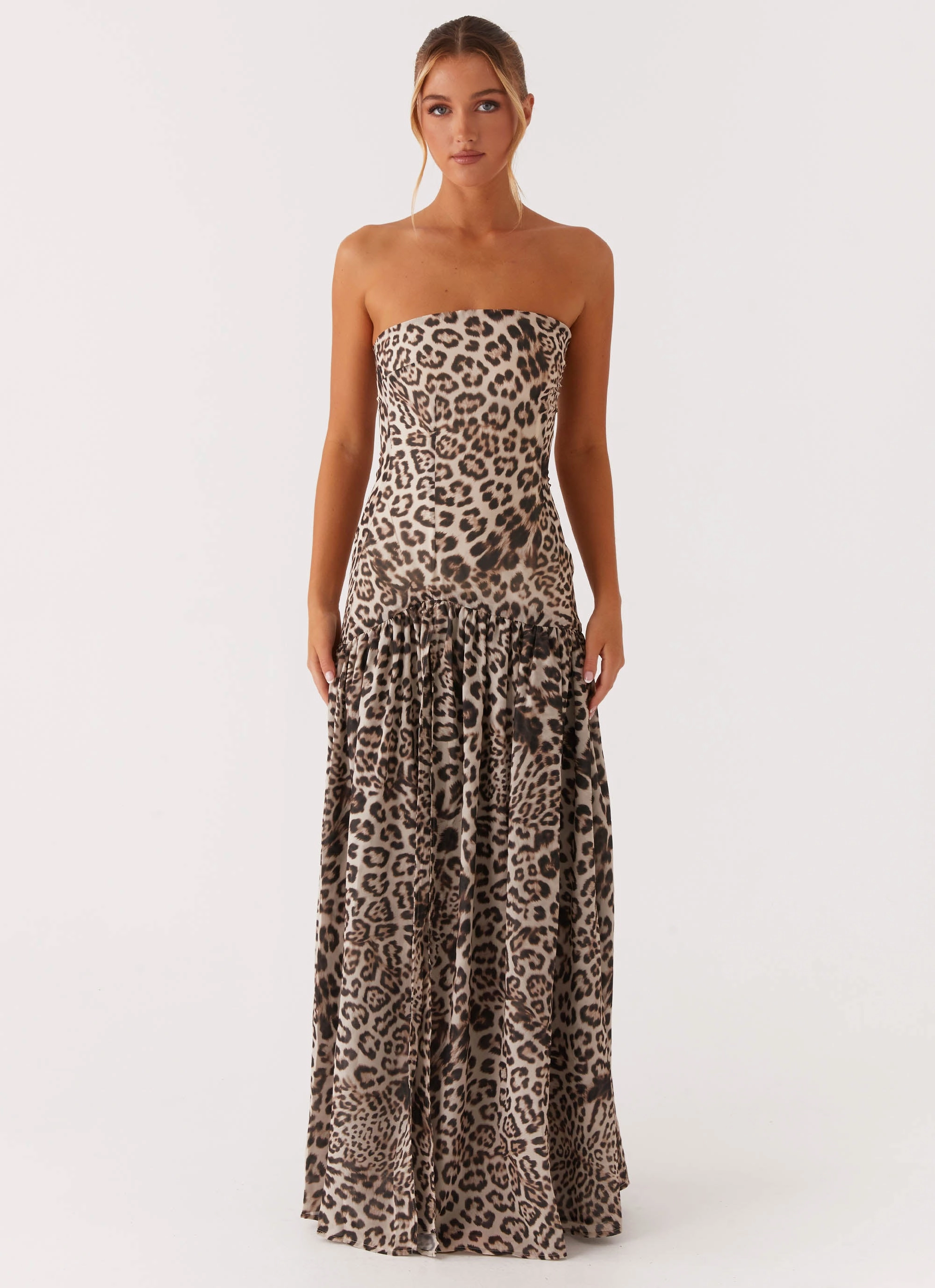 Eden Strapless Maxi Dress - Leopard Metallic Finish