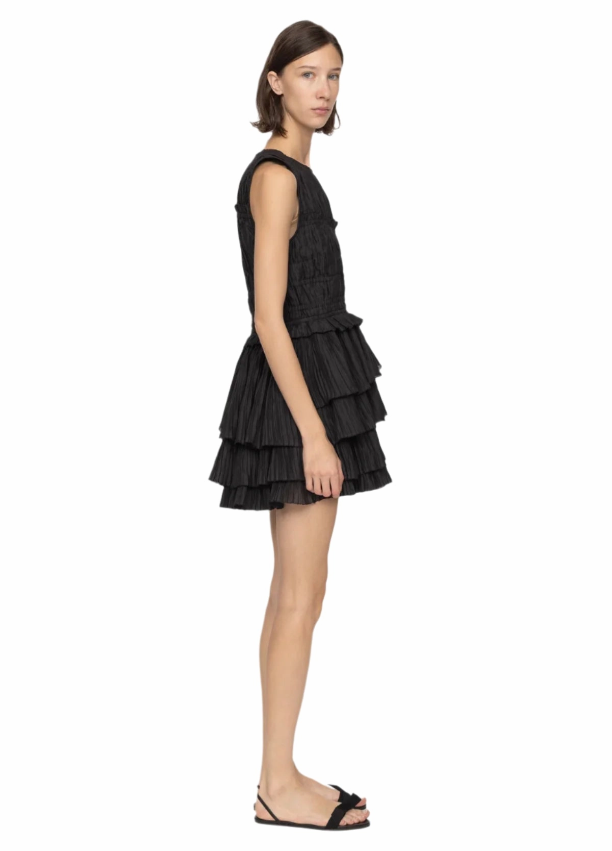 Thalia Mini Dress in Black Padded-Bust Bold Pattern