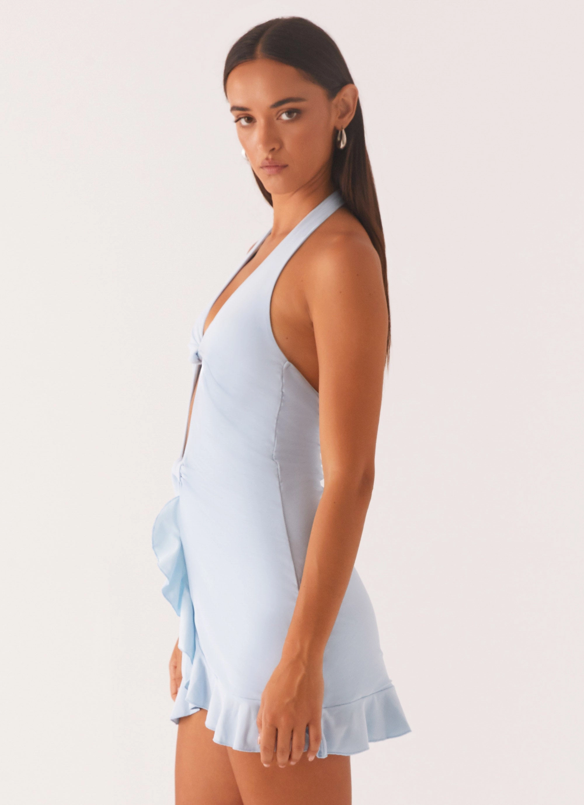 Peach Tone Colette Mini Dress - Pastel Blue