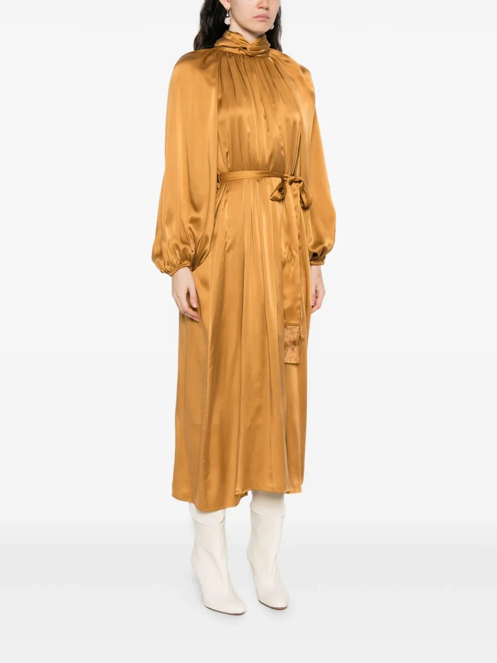 Hypnotic Twist Sheath Dress in Toffee Harmonious Layers Autumn Look