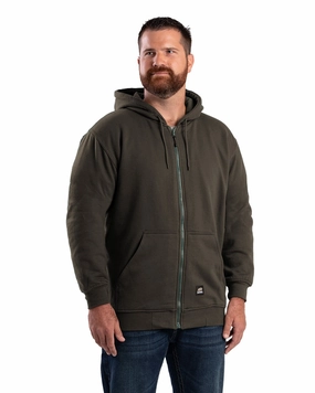 Collar Stabilization System Berne Apparel Mens Heritage Thermal-Lined Zip Dark Brown Cotton Blend Hoodie