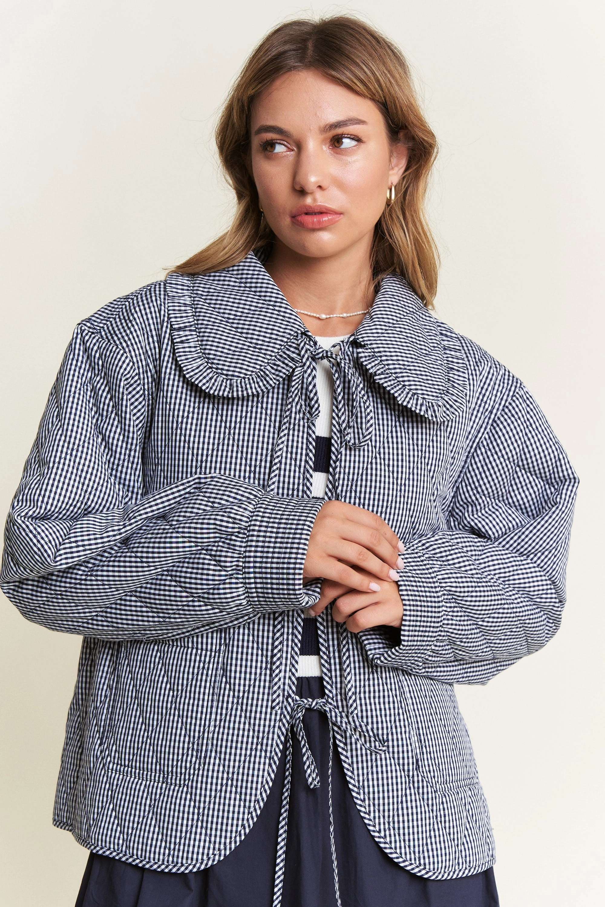 Quilted Gingham Jacket - Black EcoFriendlyBlend