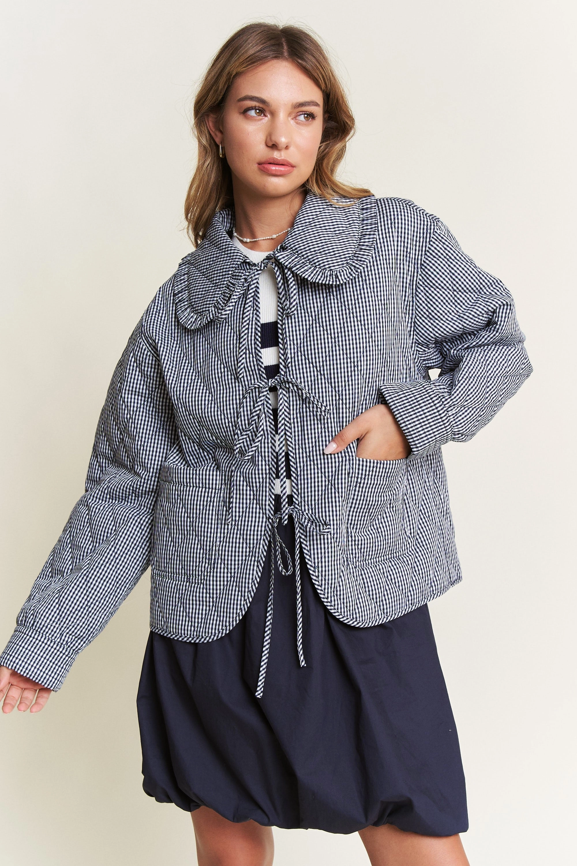 LightweightLayeringSystem Quilted Gingham Jacket - Black