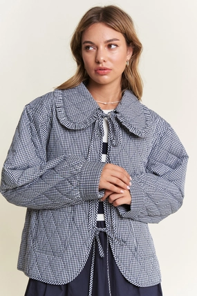 Quilted Gingham Jacket - Black EcoFriendlyBlend