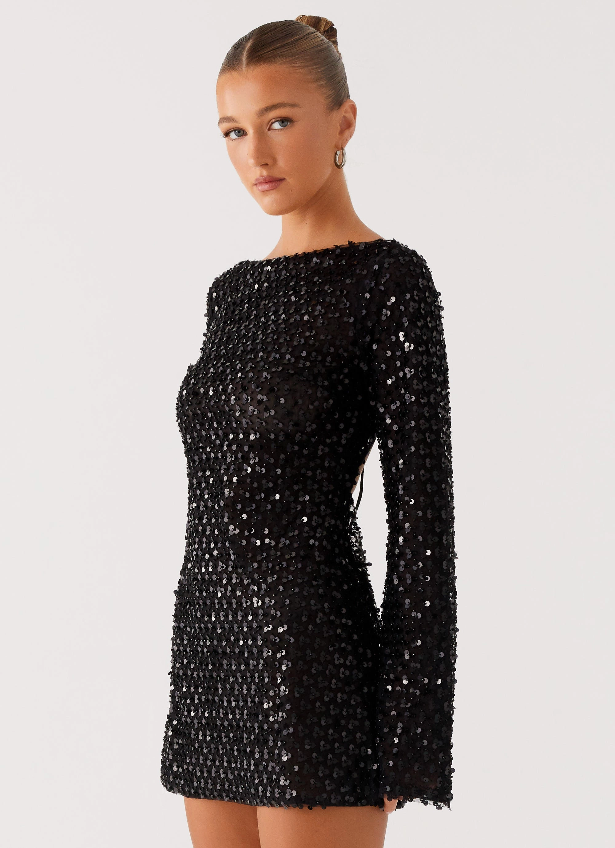 Mood Friendly Urban Ease Edessa Sequin Mini Dress - Black