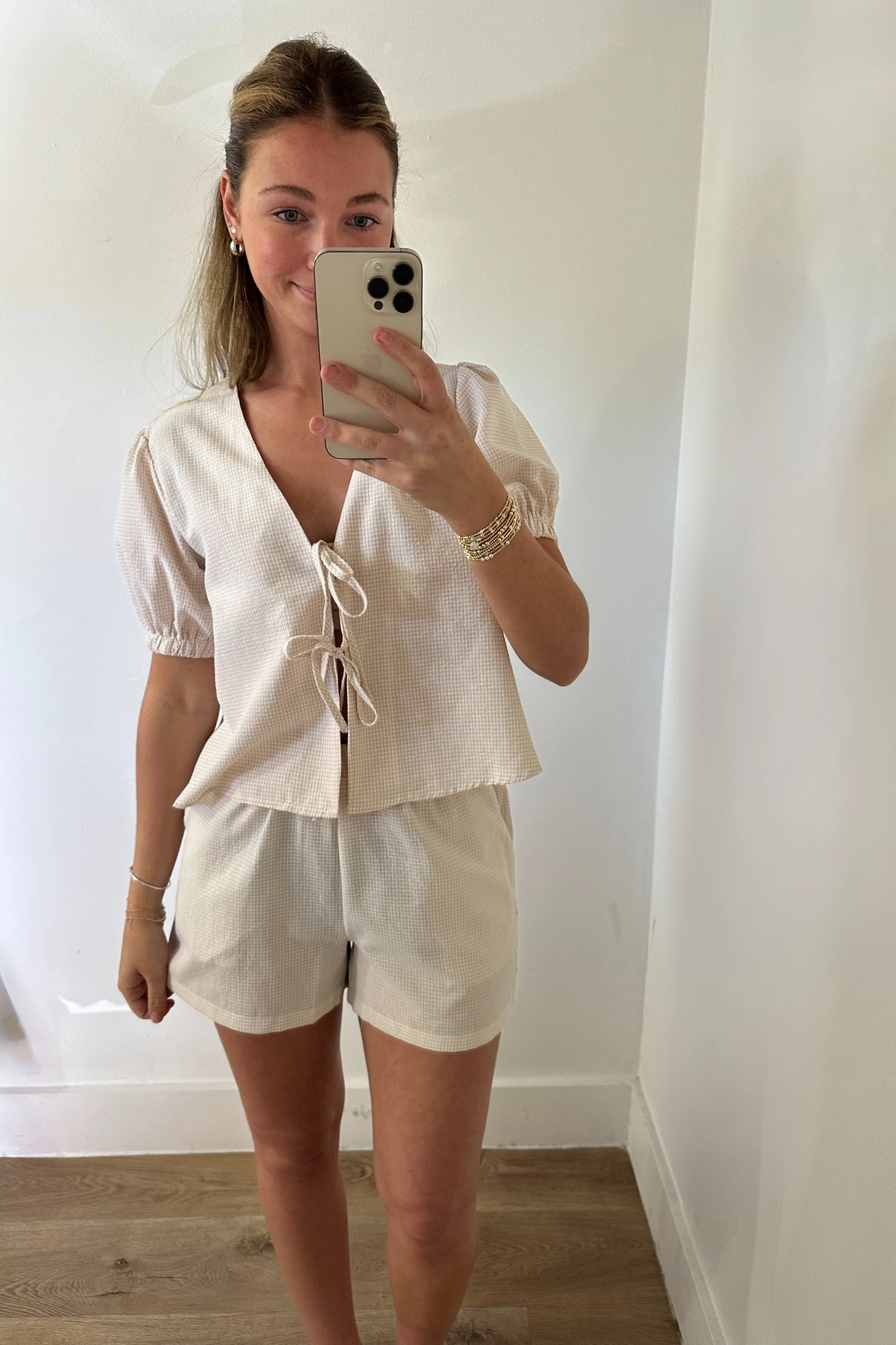 Sporty Sweatshirt Came for Love Seersucker Shorts