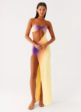 Crisp Look Comfortable travel dress Ellisah Ombre Maxi Dress - Sunrise Ombre