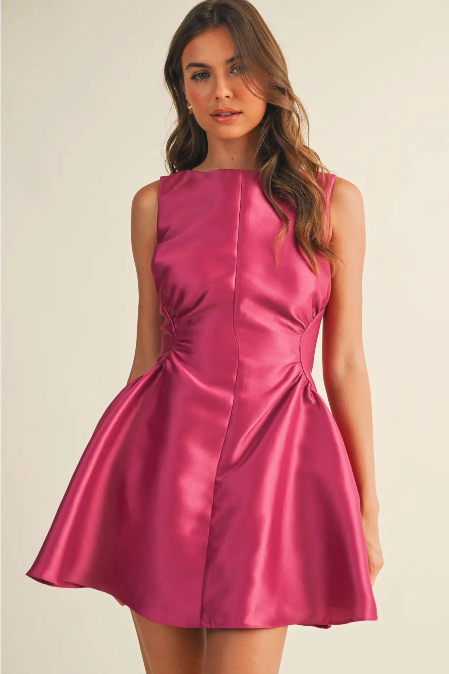 EcoCertified Fun and Flirty Flare Mini Dress - Rose