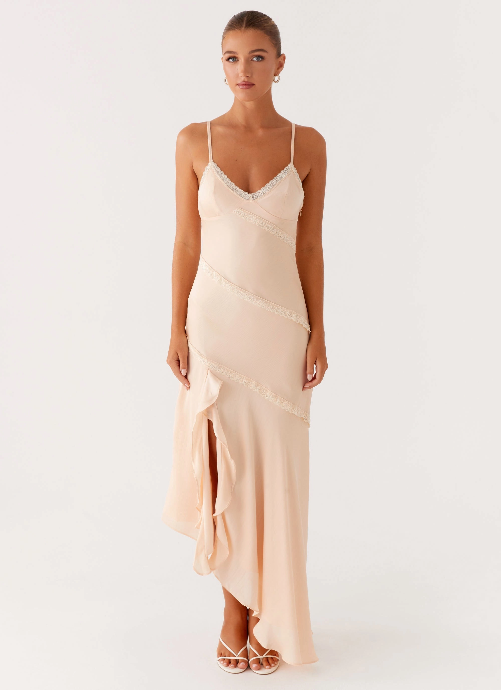 Solana Maxi Dress - Peach Perfectly Tailored Classic Grace