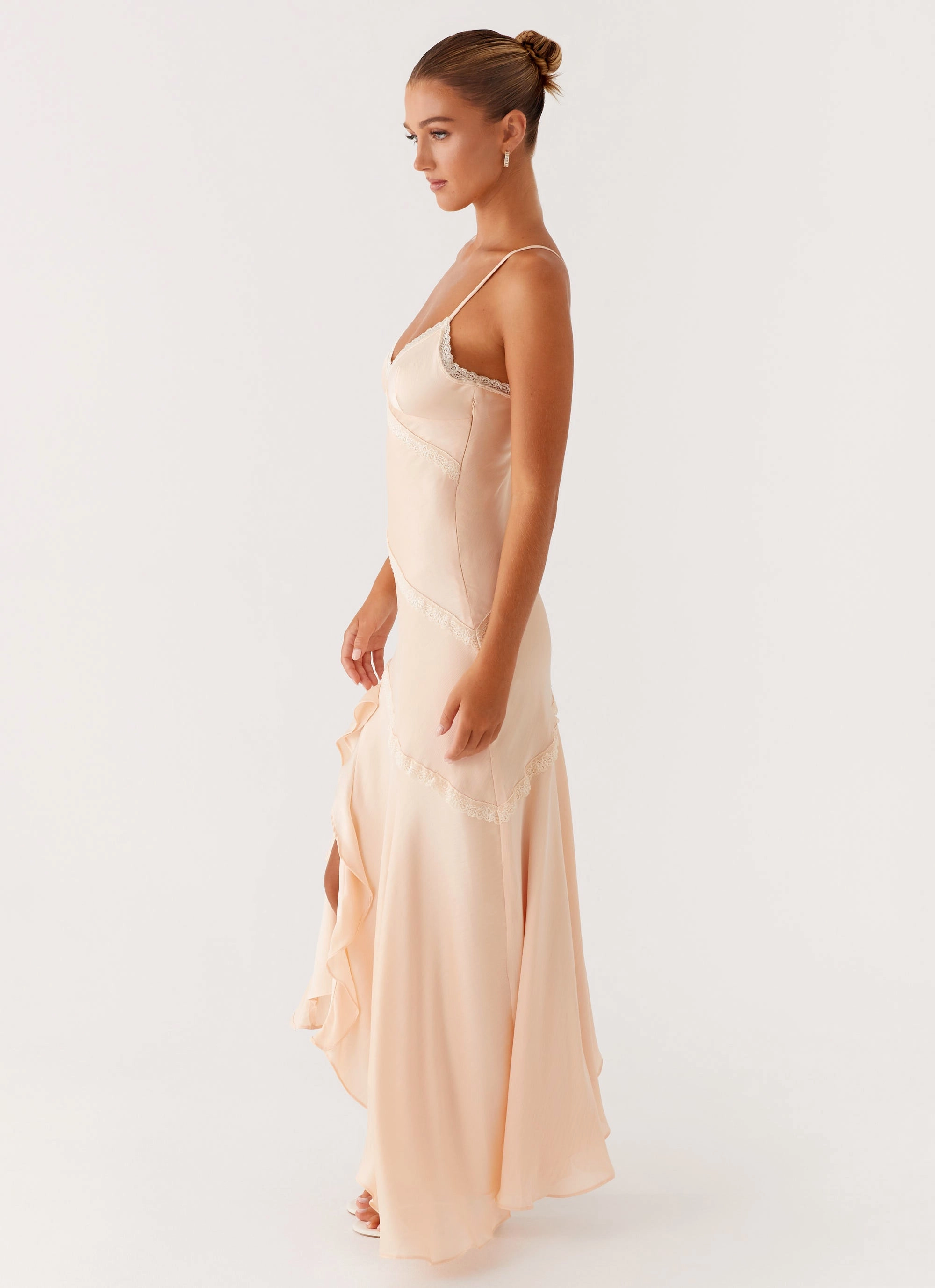 Satin Fabric Trendy Tailoring Solana Maxi Dress - Peach