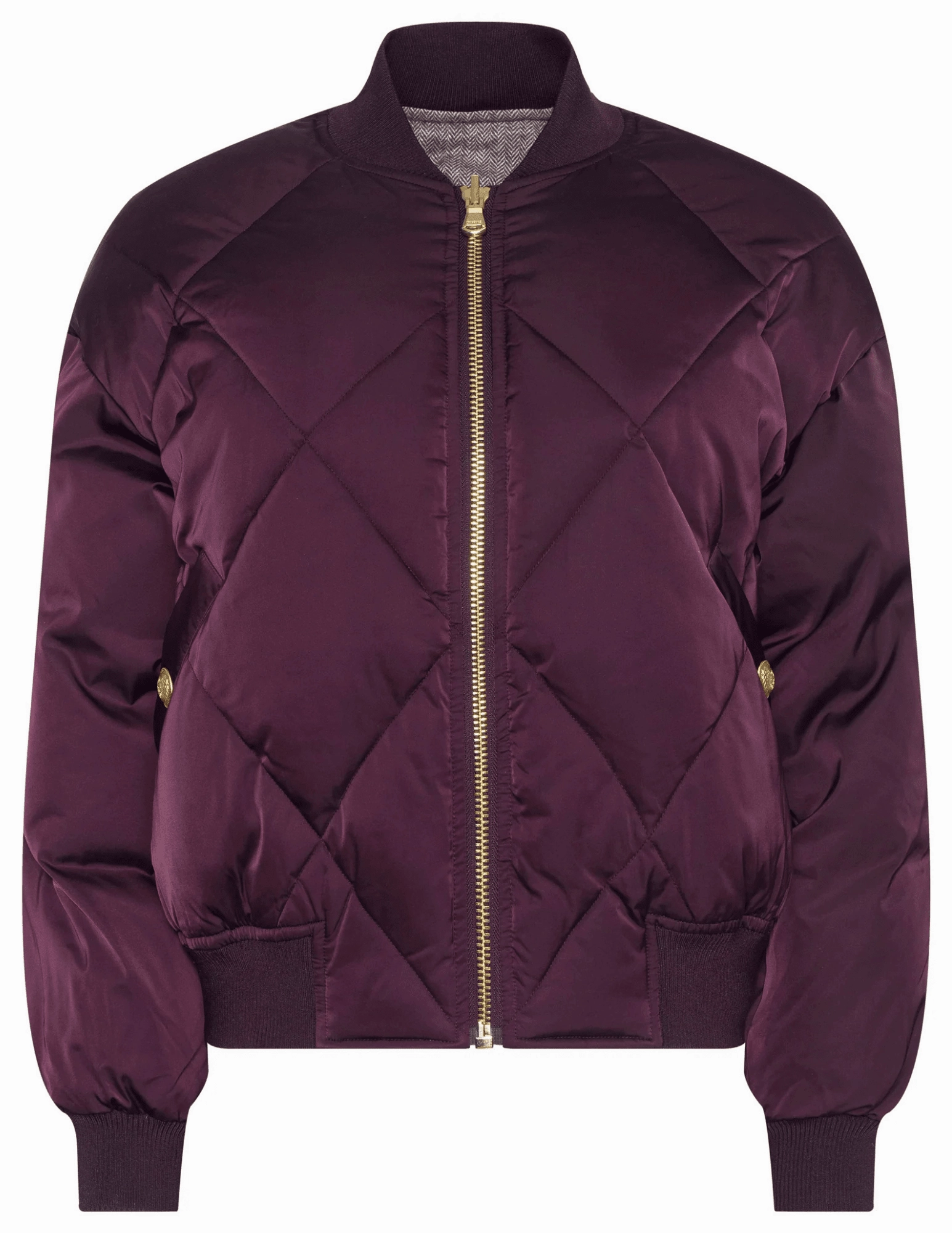 Temperature Regulating Fabric L??AGENCE Violeta Reversible Puffer Jacket in Wine Herringbone
