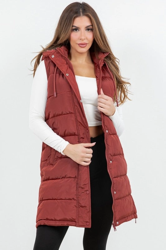Anti Pilling Texture Gina Puffer Long Vest S-XL