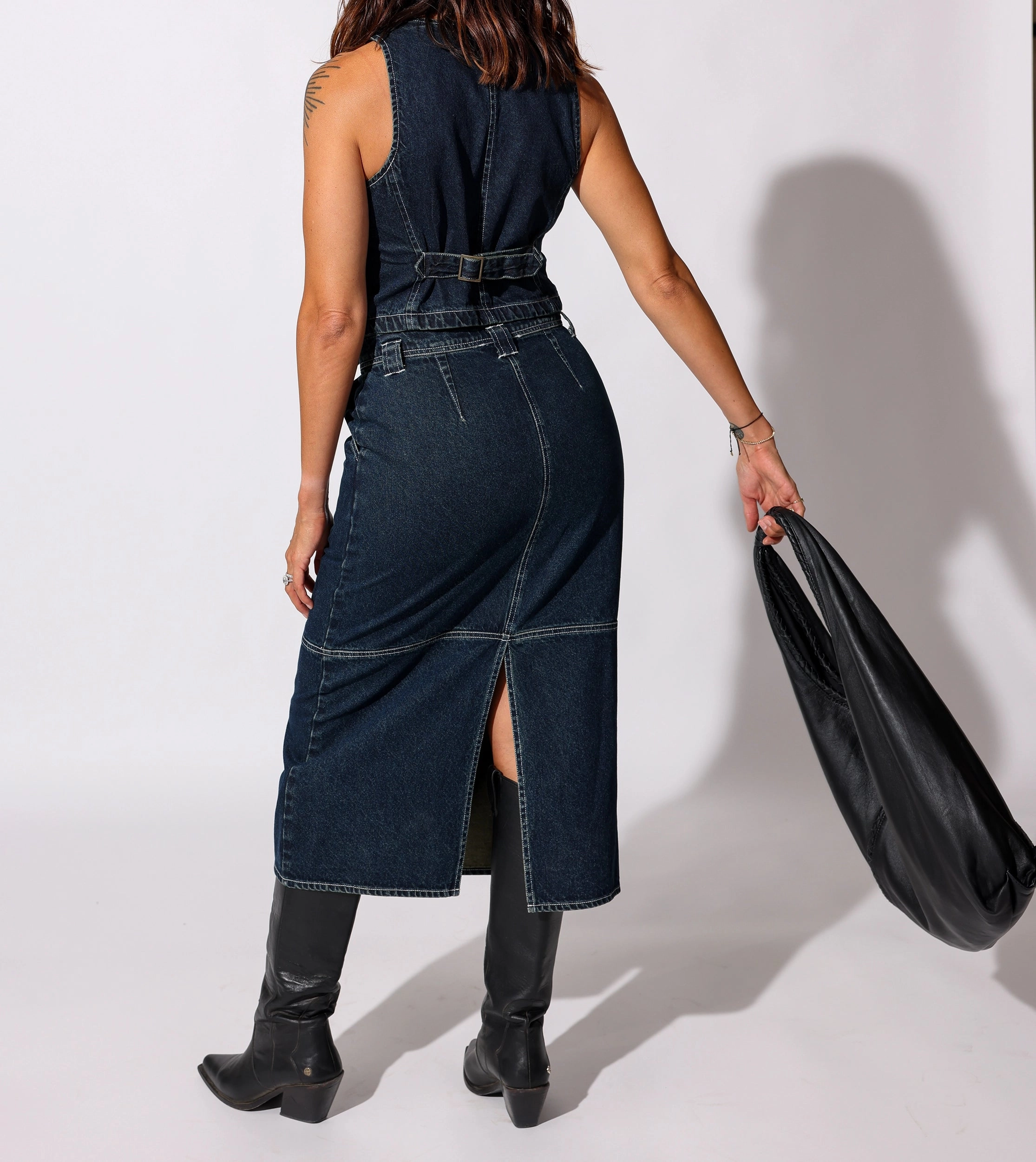 Sue Midi Skirt | Dark Denim Comfort Wear Layered Look