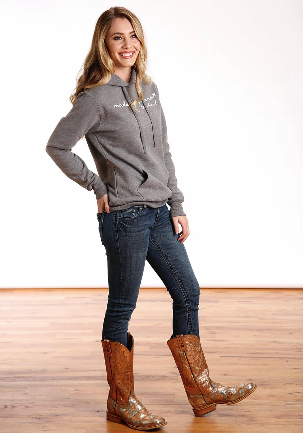 Tin Haul Womens Grey Cotton Blend Made of Stars Hoodie Cozy All-Day