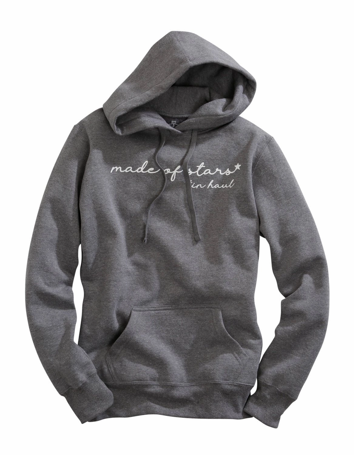 Eco Certified Fabrications Tin Haul Womens Grey Cotton Blend Made of Stars Hoodie