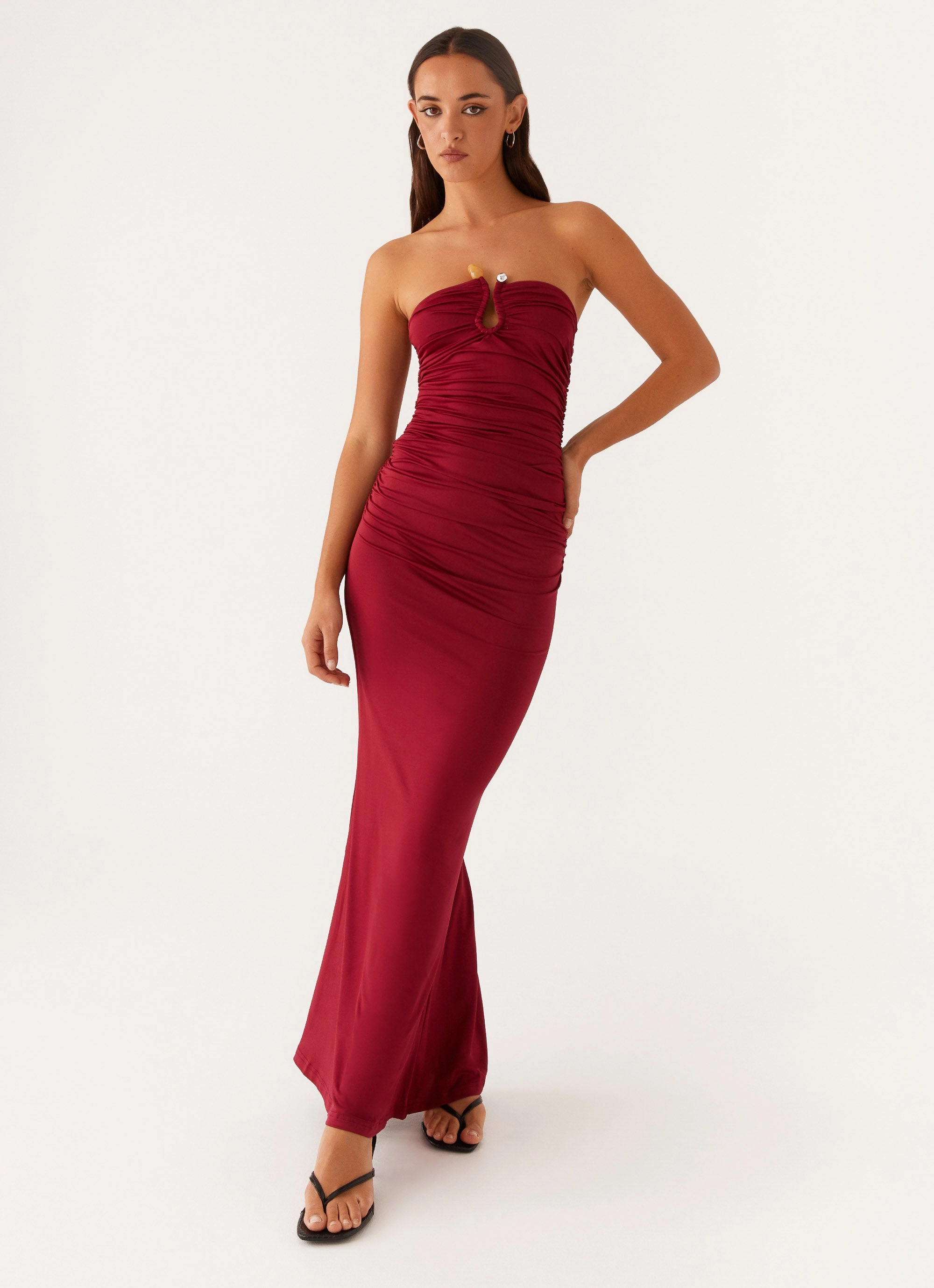 Rudy Maxi Dress - Maroon Layering Fit Curve-Enhancing