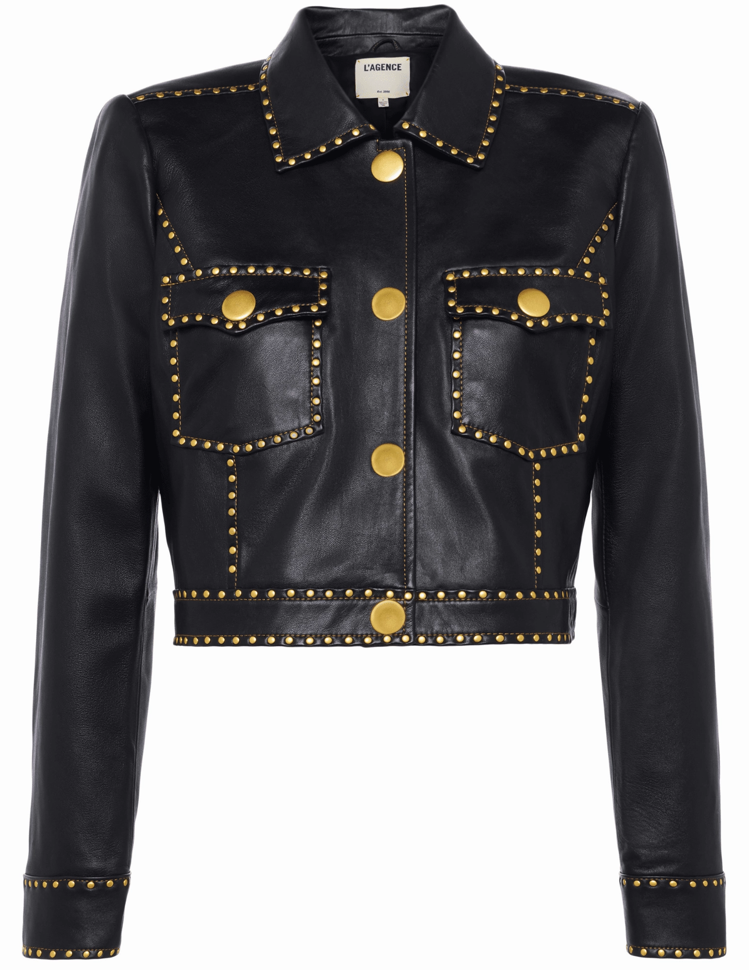 BreathableLining Quick Release Closure PRE-ORDER-L'AGENCE Winsome Studded Leather Jacket