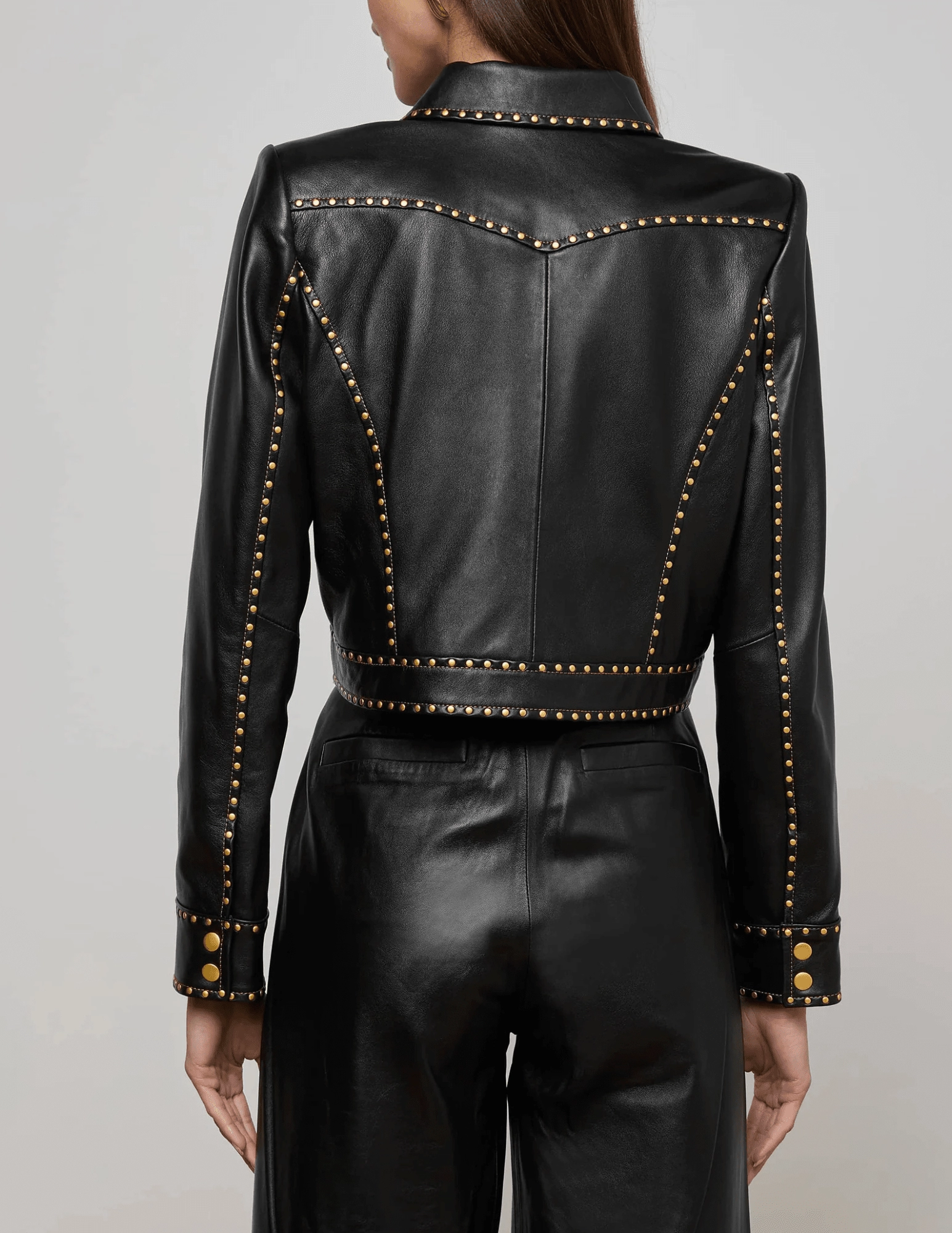 Multi Pocket Layout PRE-ORDER-L'AGENCE Winsome Studded Leather Jacket