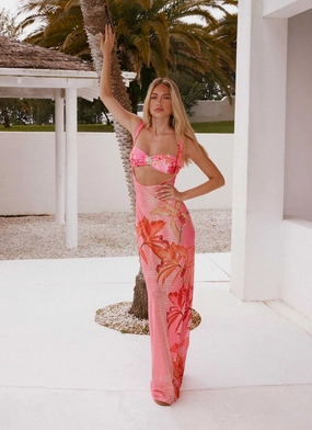 Perfect Shape Sorella Maxi Dress - Tropical Pink Print