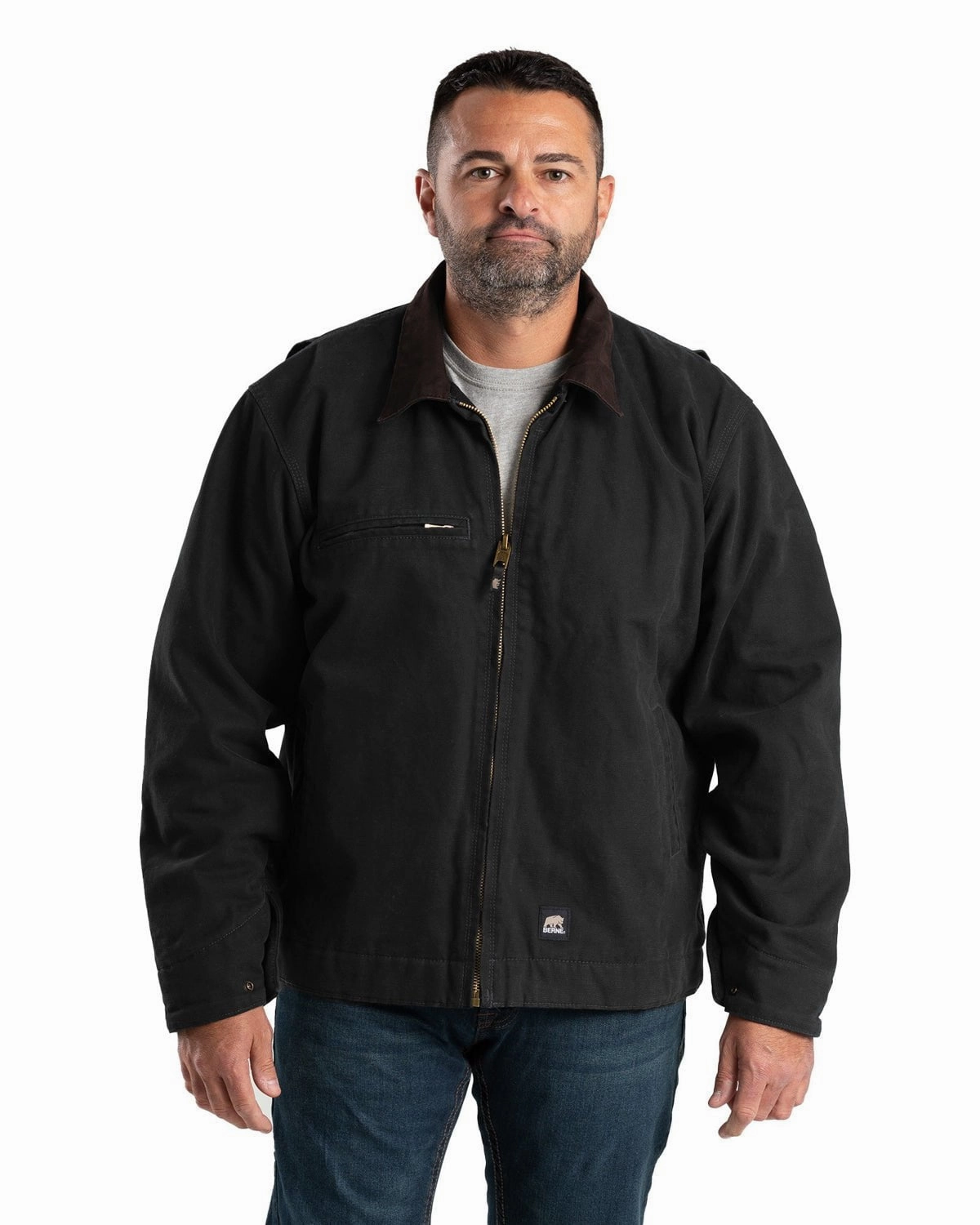 Berne Mens Highland Washed Gasoline Black 100% Cotton Jacket Quick drying material Quick Dry Performance