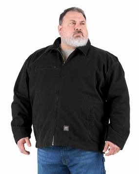 High Collar Berne Mens Highland Washed Gasoline Black 100% Cotton Jacket