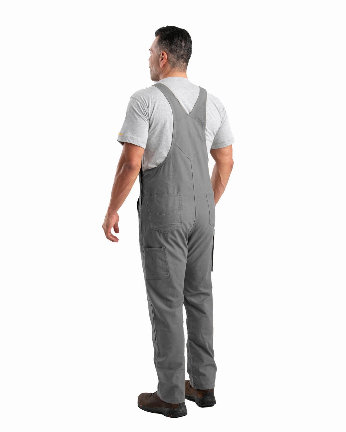 Berne Mens Slate Cotton Blend Highland Flex Unlined Duck Bib Overall Sleek Style Layered Protection