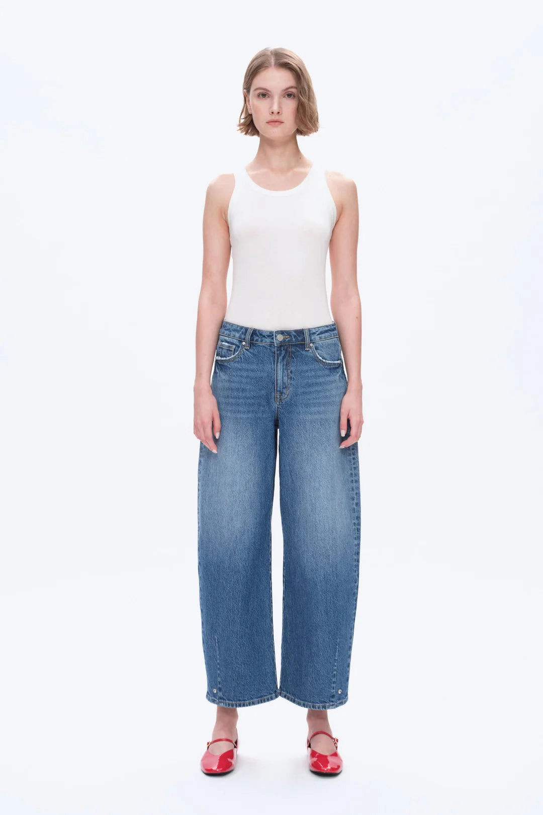 Perfect Shape Comfort for All Mid-Rise Balloon Jeans - Medium Blue