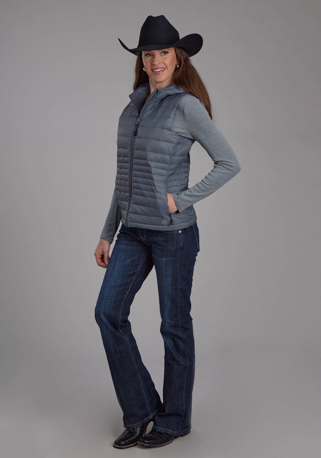 Roper Womens Parachute Down Silver Blue 100% Nylon Softshell Vest Survival Use Classic Urban Wear