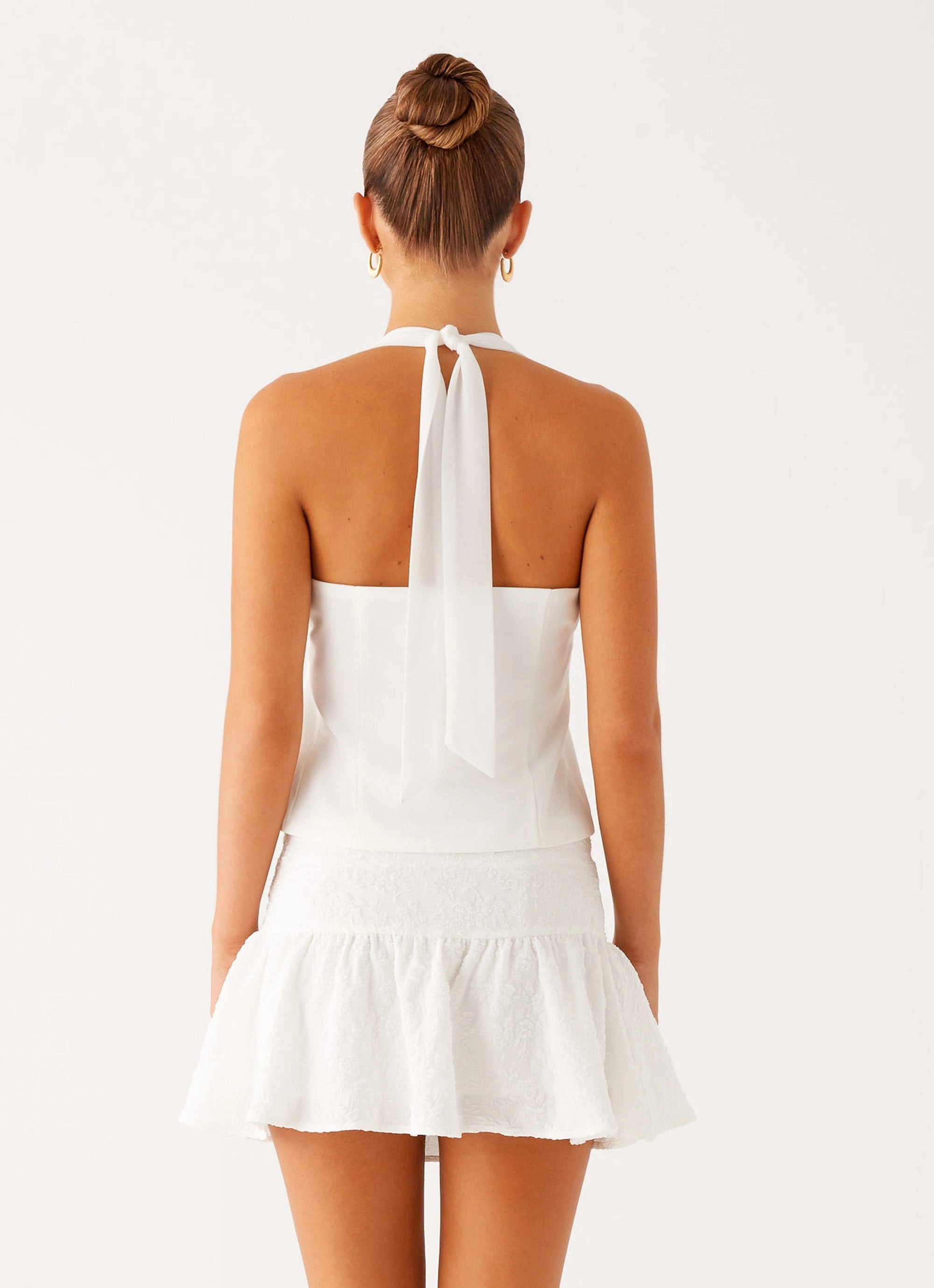 Comfortable Look Lets Pretend Halterneck Top - White