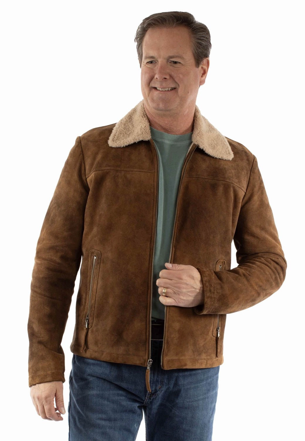 Scully Mens Everyday Sherpa Style Brown Leather Leather Jacket Noise Reducing Fabric wrinkle free finish