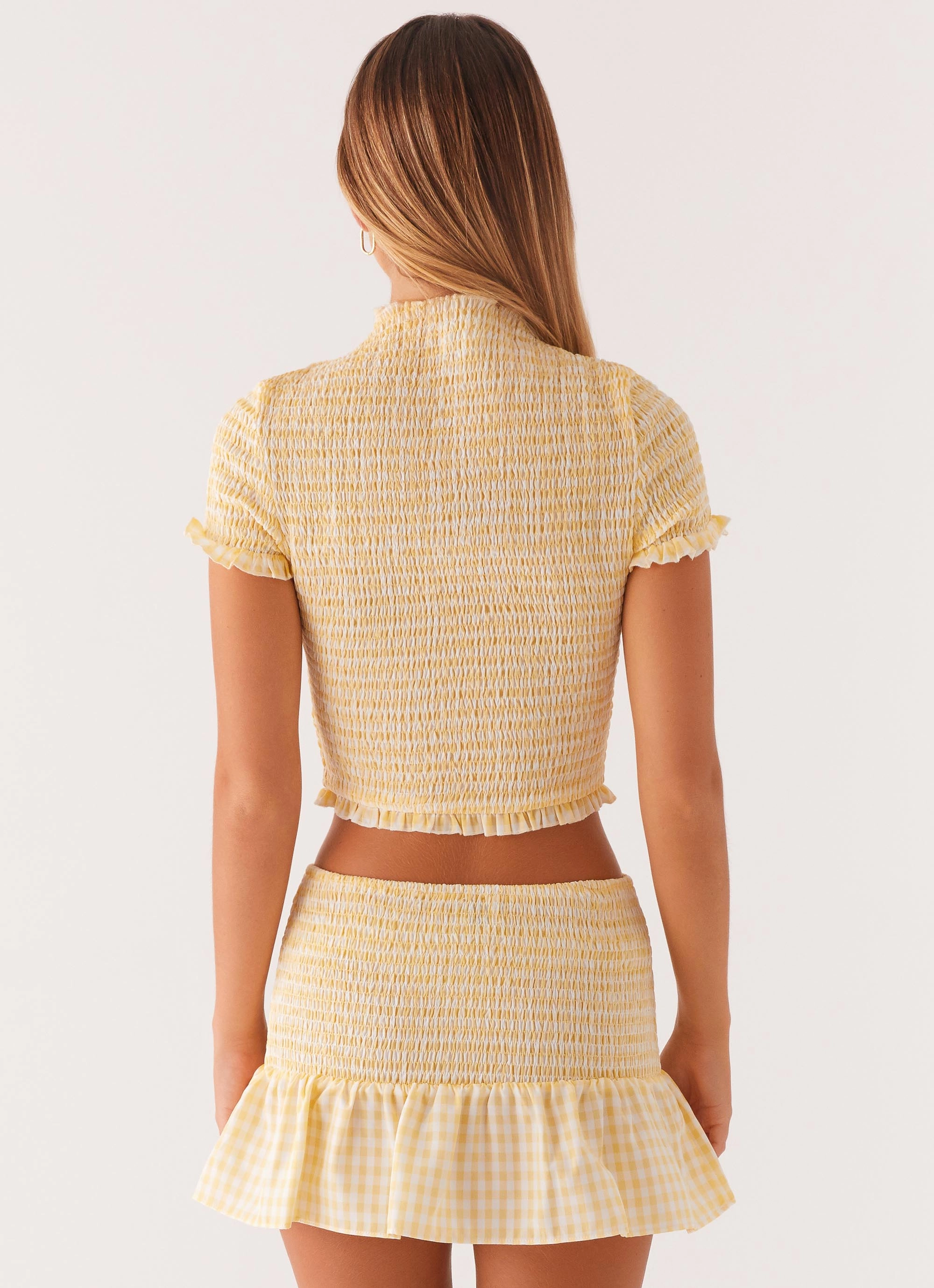 Sweetest Pie T-Shirt - Yellow Gingham Trendy Cardigan ReinforcedStitching