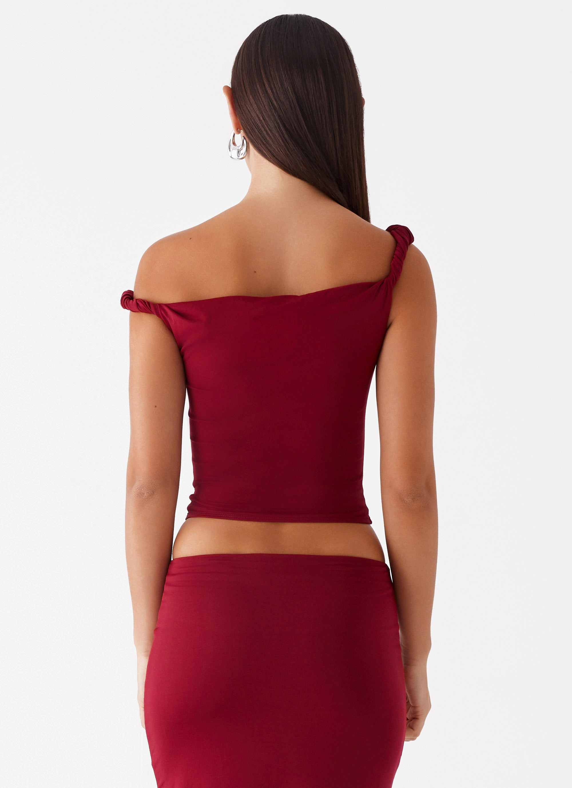 Solace Soul Twist Shoulder Top - Maroon AntiStaticInnerLining Reflective Accent Trim