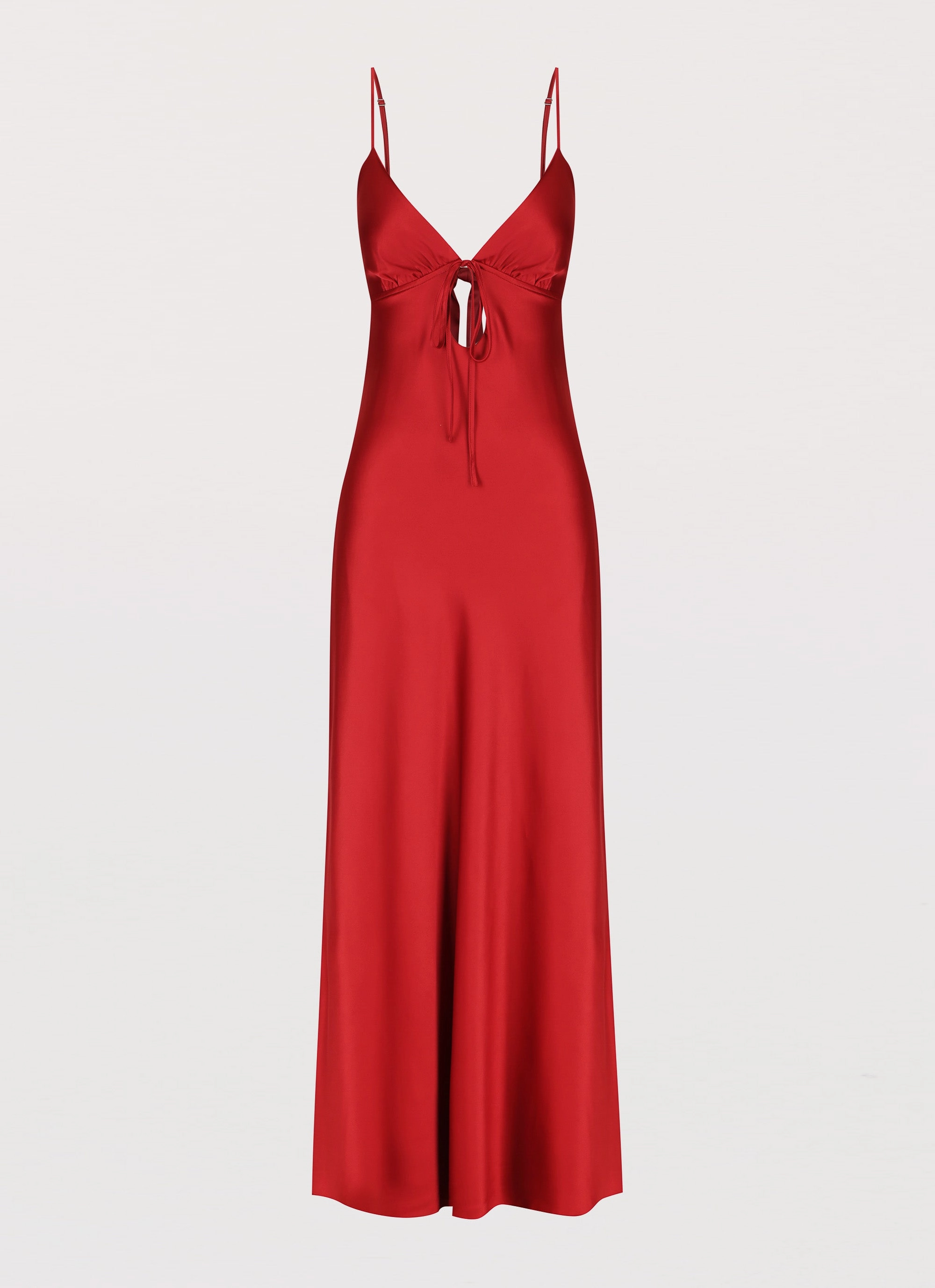 Flora Satin Maxi Dress - Cherry Simple Fit