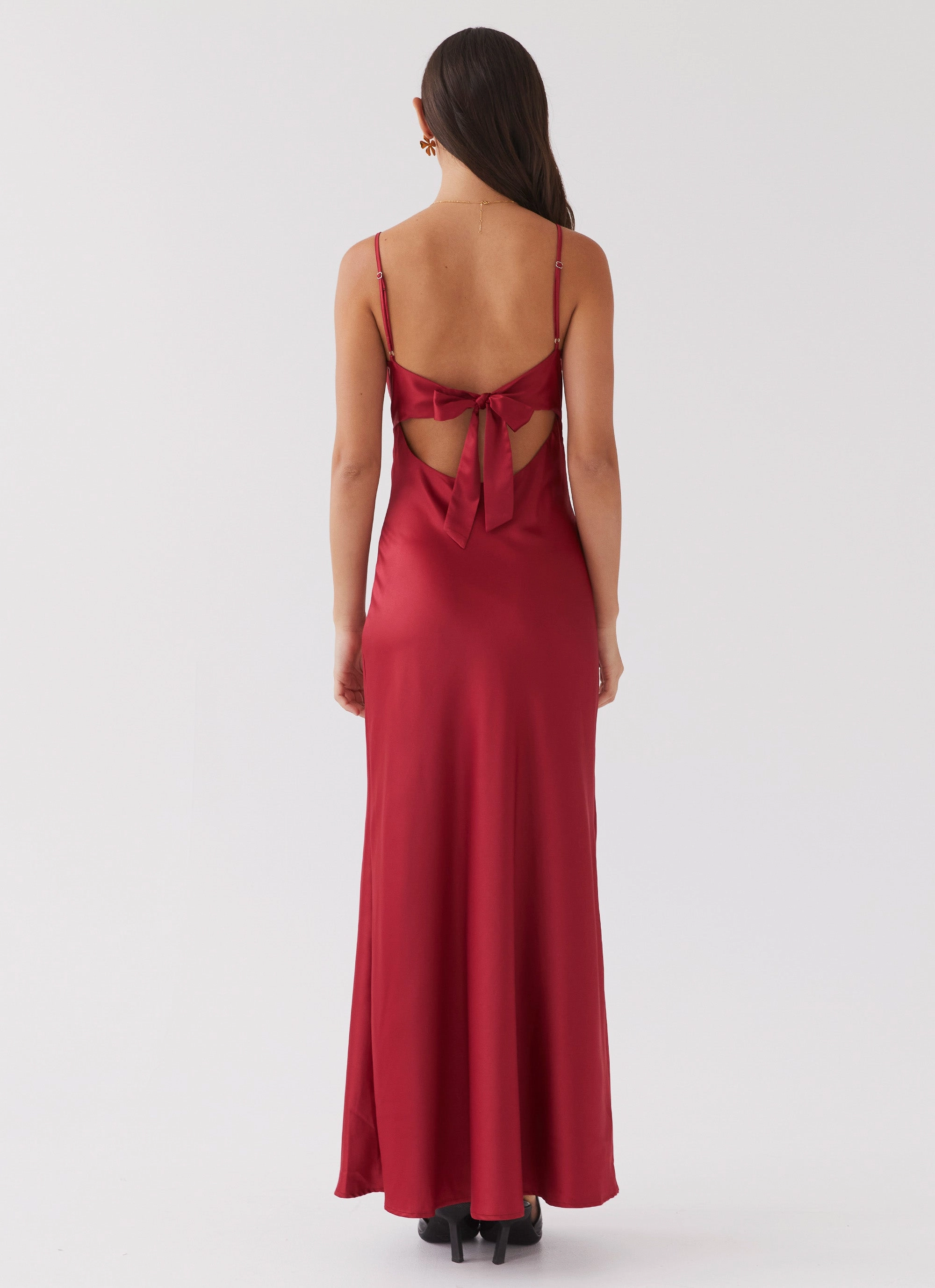 Flora Satin Maxi Dress - Cherry Walk Mood