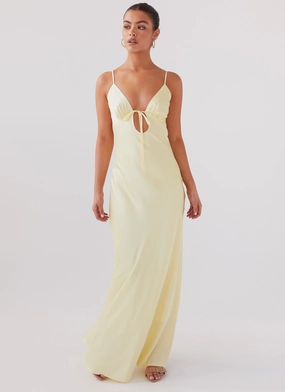 Flora Satin Maxi Dress - Lemon Smart Tones Fall Style