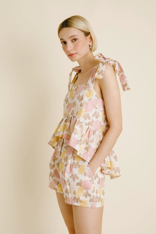 BondedEdges Petal Sleeve Architecture Floral Jacquard Peplum Top