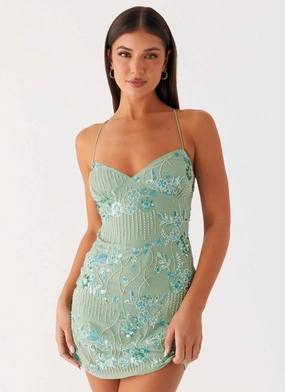 Vietta Sequin Cami Mini Dress - Mint Work Vibe