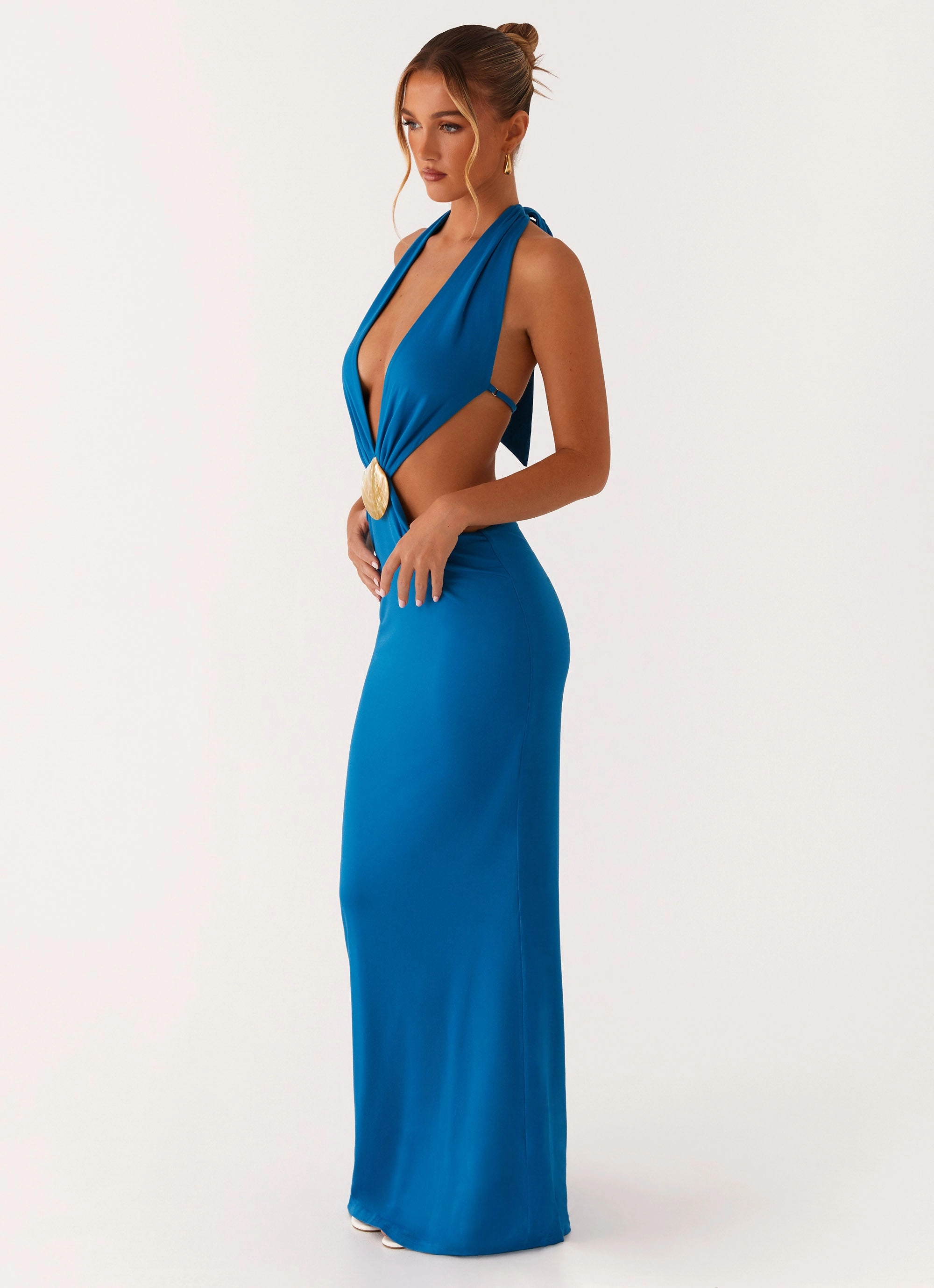 Chilly Weather Comfort Flossy Maxi Dress - Royal Blue