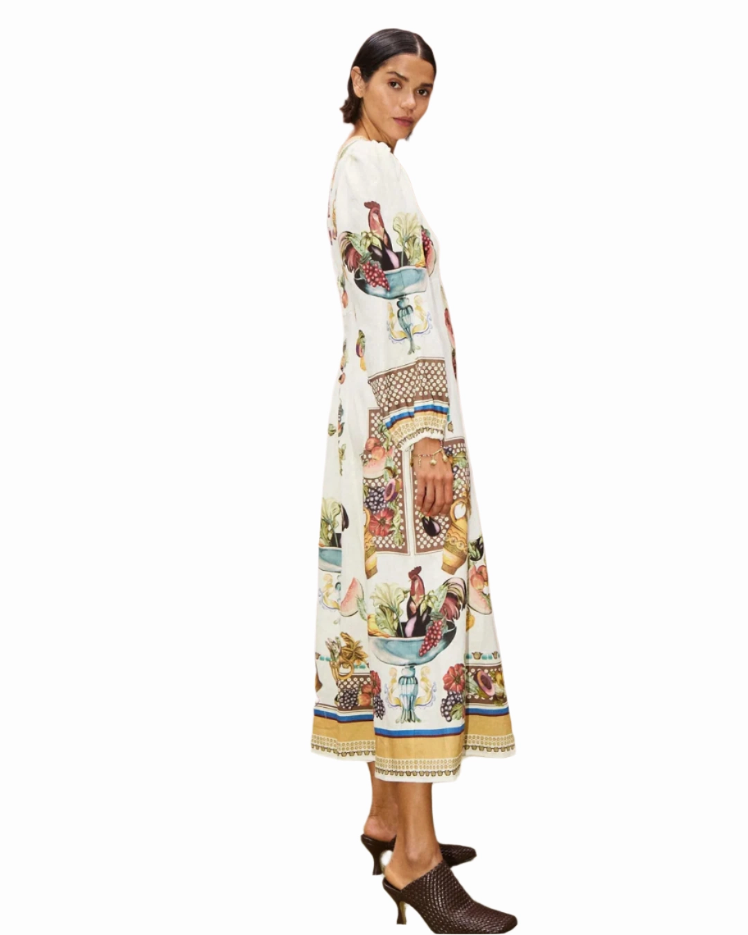 Fluid Cut Mercado Midi Dress in Multi