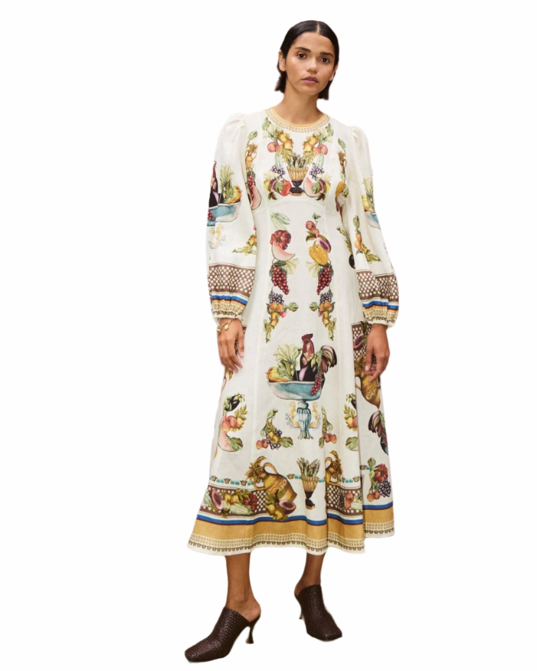 Travel Fashion Sculpted Fit Mercado Midi Dress in Multi