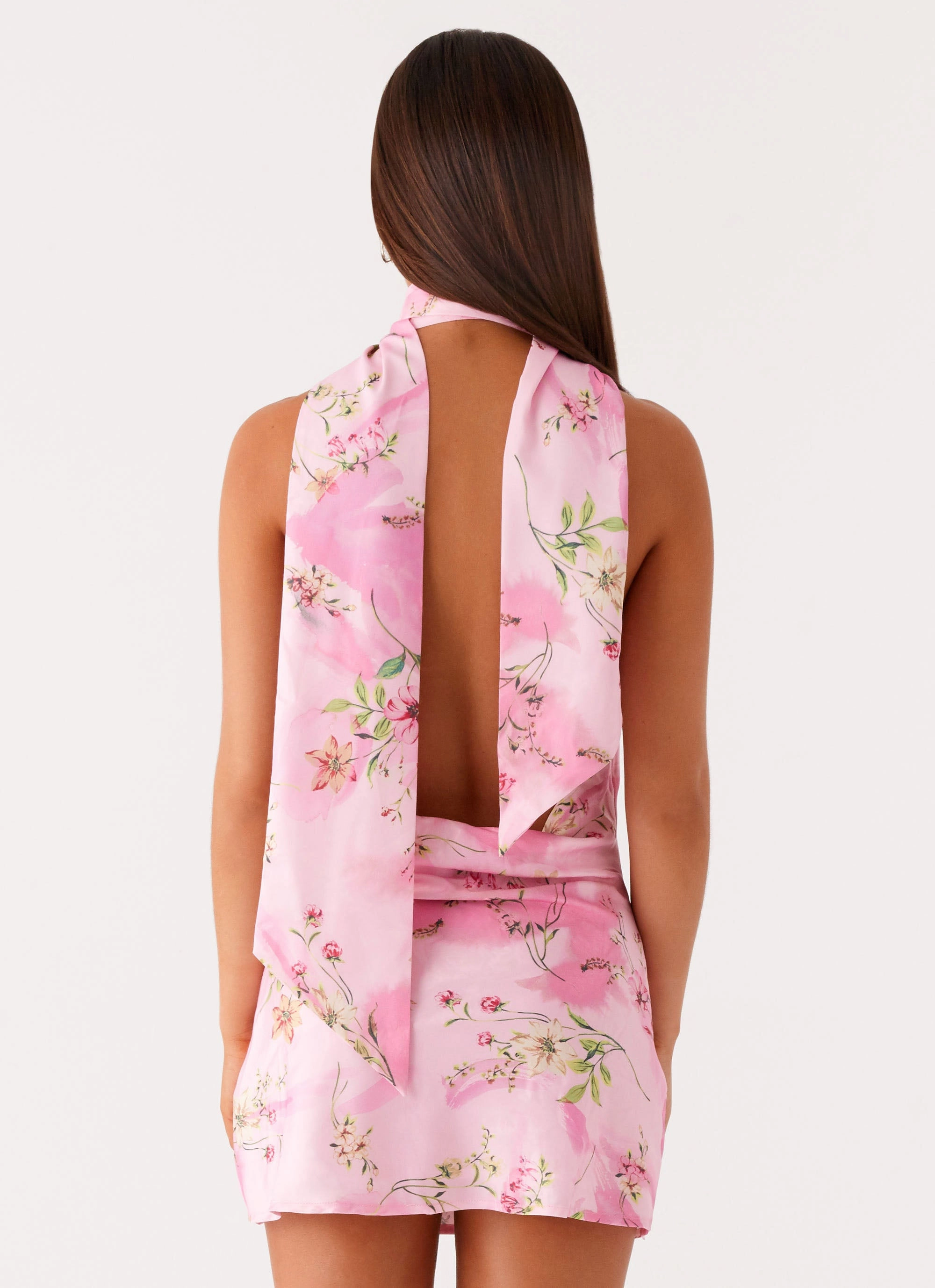 Bow Glow FadeResistantColor Heidi Mini Dress - Pink Floral