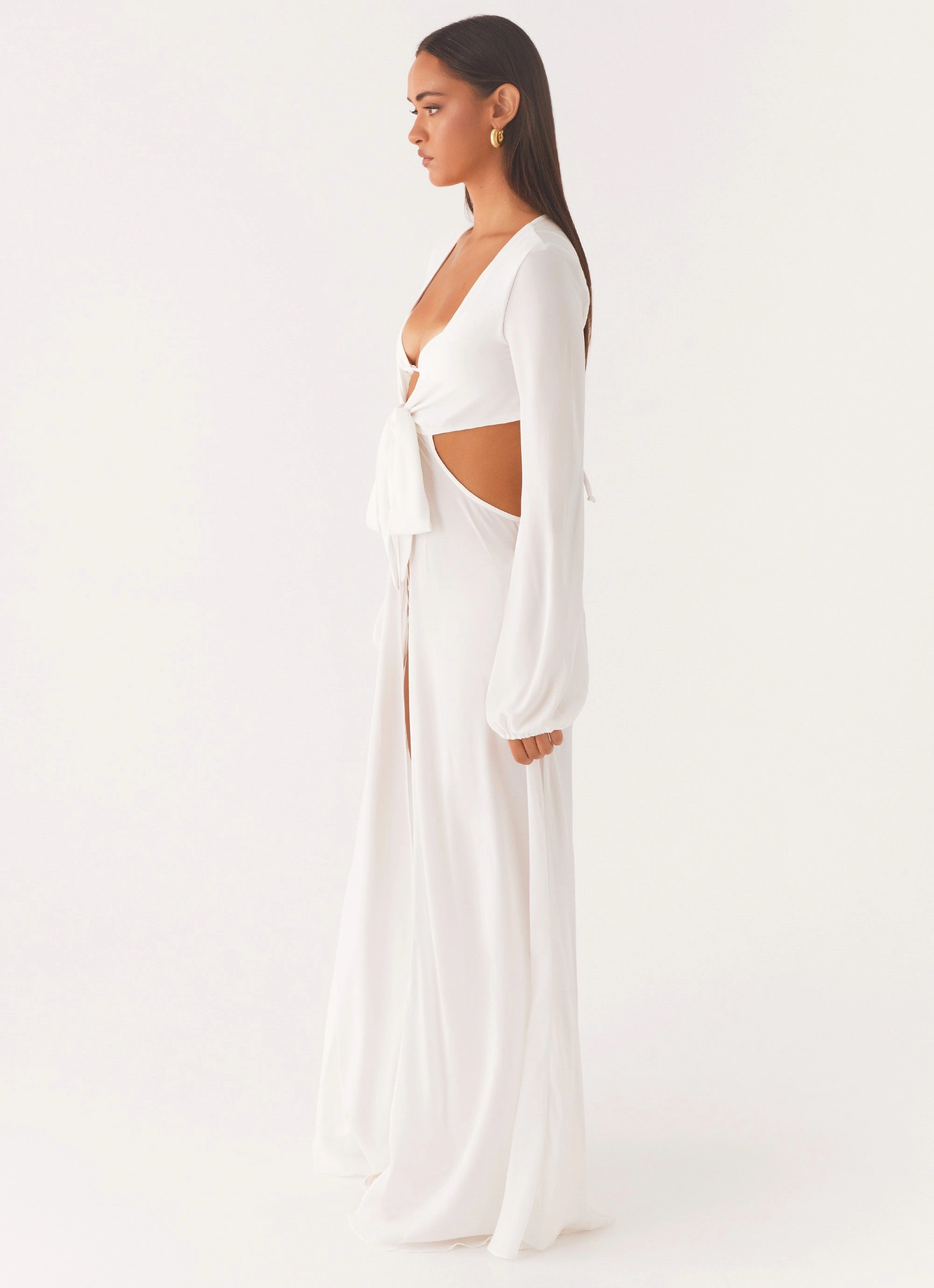 Evening Vibe Perfect Layers Coastal Maxi Dress - White