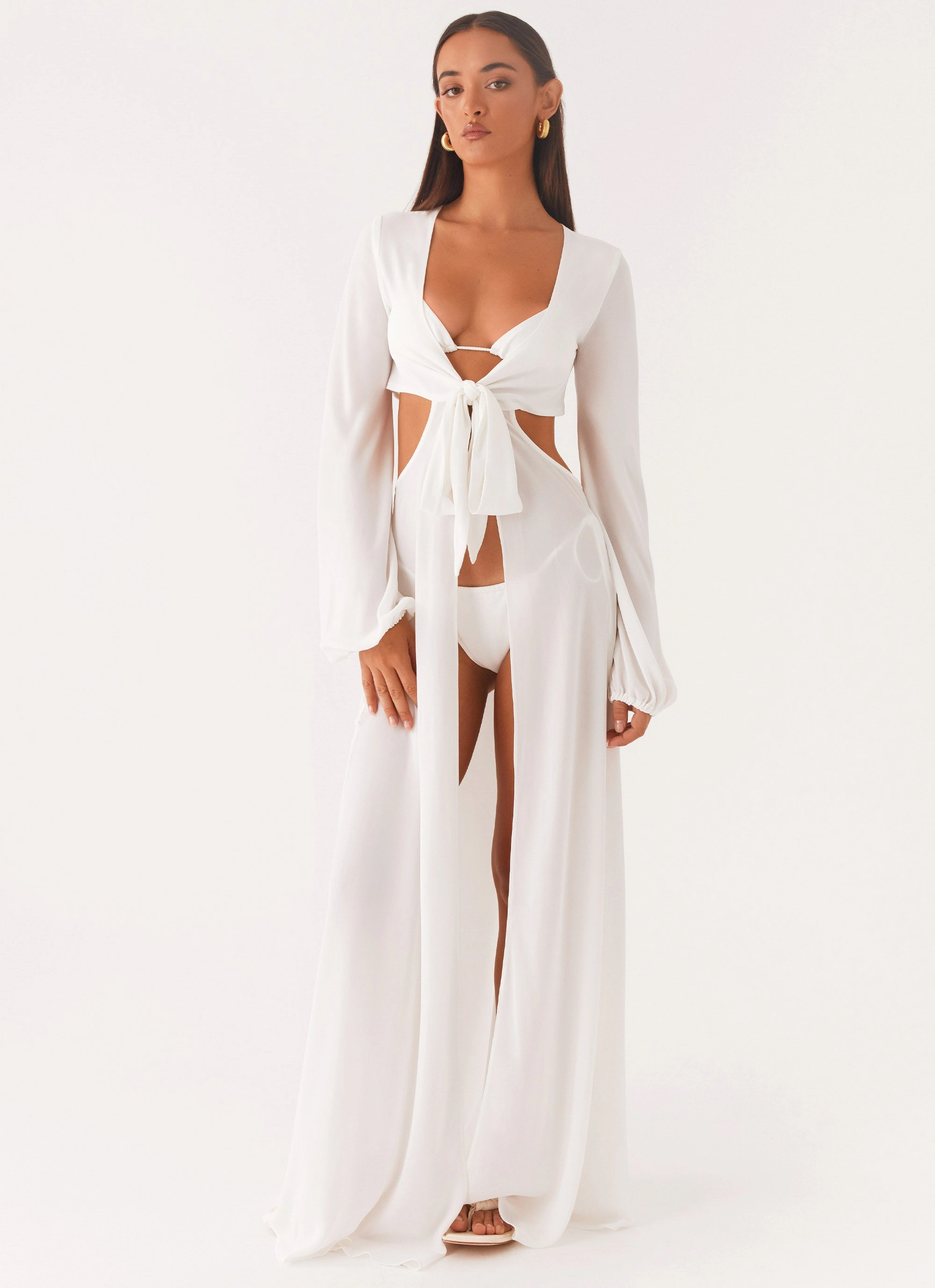 Vibrant Wear Signature-Style Coastal Maxi Dress - White