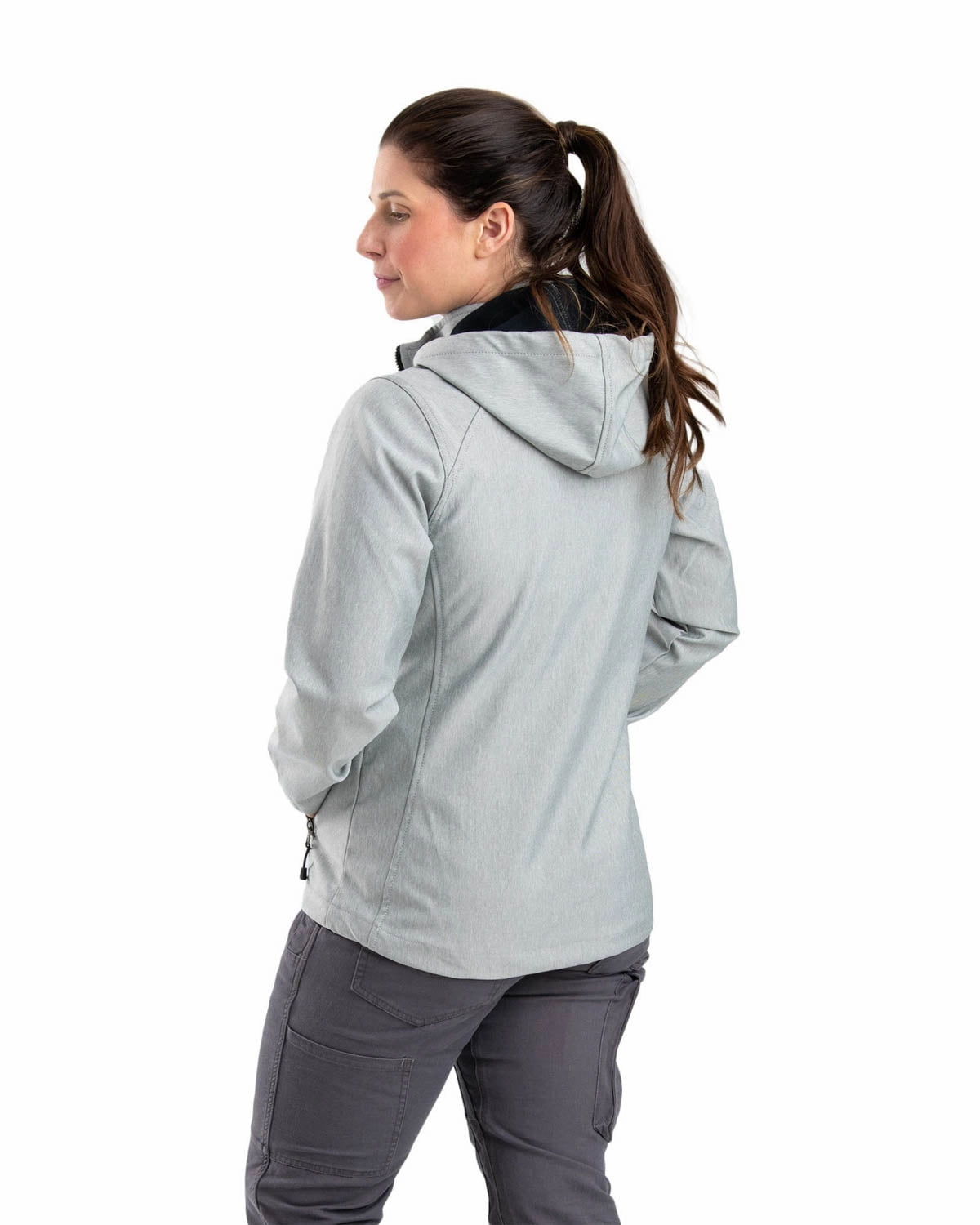 Berne Grey Polyester Ladies Eiger Hooded Softshell Nylon Shell Construction Evening Out